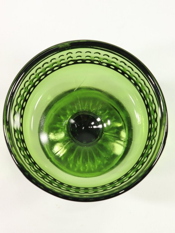 Riihimäen lasi, Barokki - jalallinen sokerimalja, vihreä, Erkkitapio Siiroinen
